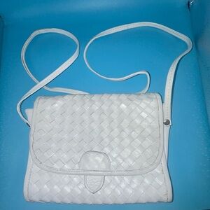 Vintage White Woven Leather Crossbody Bag